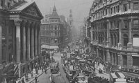 A victorian street during a busy day