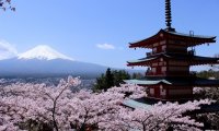 Japanese fluteplayer in the mountains