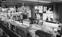 1980s record store interior