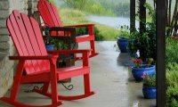 Sitting on a front porch in the country during a thunderstorm.