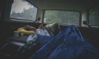 car camping w morning rain