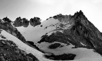 Traveling through a cold wintery mountain landscape