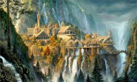 Rivendell waterfall and harp