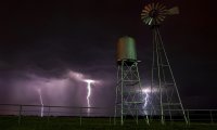 Country Windmill At Night