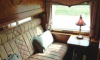 Passenger compartment in an old timey steam train