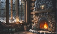 Snowstorm with Fireplace