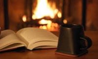 Reading by the fire.