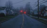 A suburban walk as night sets in