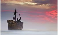 Old ship, windy afternoon.