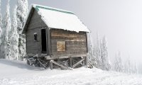 A shack in the snow