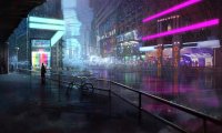 Calm night at the Neon cafe (Cyberpunk)