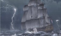 Sailing ship in Sea storm