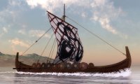 Sailing on a wooden ship / viking longship