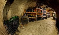 A cozy underground wine cellar