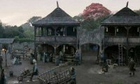 The courtyard at Winterfell with Arya Underfoot