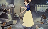 Snow White cleaning the cottage