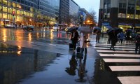 Urban Crowds and Traffic Noise on a Rainy Day