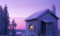 bundled up inside a winter cabin