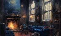 the Ravenclaw common room on a stormy Sunday afternoon