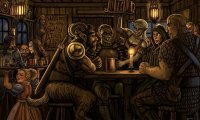 A bustling tavern.