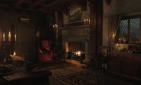 A cozy evening by the fireplace in the manor