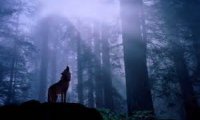 wandering alone throught the rainy forest with wolves