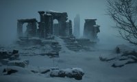 Abandoned ruins in the snow