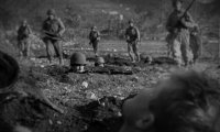 Distant WW1 or WW2 era battlefield on a stormy night