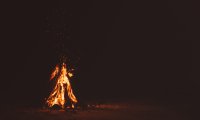 A cheerful fire on the beach