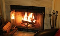 Fireplace on a rainy day