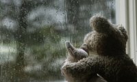 Relaxing by the fireplace during a gentle storm