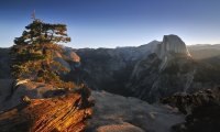 A windy hike in the mountains at sunset.