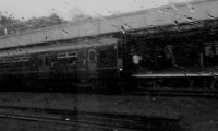 Train travel on a rainy day