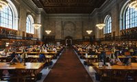 Hogwarts Library with Heavy Rain and People Talking