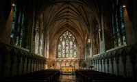 Inside a cathedral